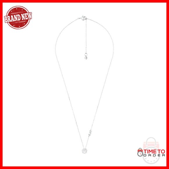 Sterling Silver Pendant Necklace with CZ Stone 18 Inch Cable Chain